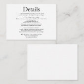 シンプルエレガントミニマル白結婚詳細 エンクロージャーカード (正面/裏面)
