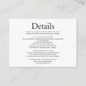 シンプルエレガントミニマル白結婚詳細 エンクロージャーカード (正面)