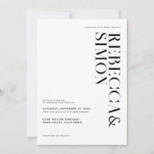 シンプルエレガントミニマル白黒結婚ズ 招待状 (正面)