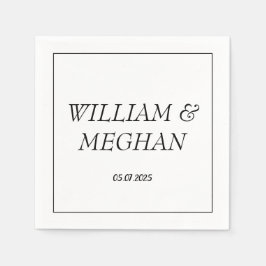 シンプルエレガントミニマル結婚ブラックスクリプト スタンダードカクテルナプキン