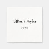 シンプルエレガントミニマル結婚ブラックスクリプト スタンダードカクテルナプキン (正面)