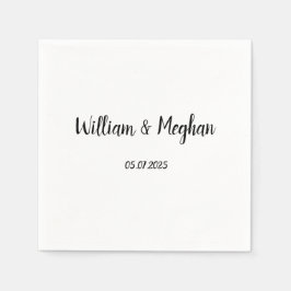 シンプルエレガントミニマル結婚ブラックスクリプト スタンダードカクテルナプキン