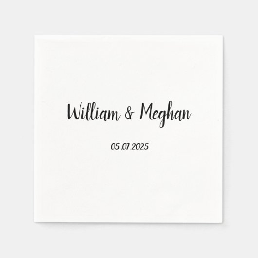 シンプルエレガントミニマル結婚ブラックスクリプト スタンダードカクテルナプキン (正面)