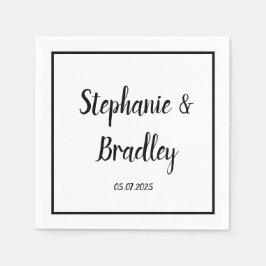 シンプルエレガントミニマル結婚ブラックスクリプト スタンダードカクテルナプキン