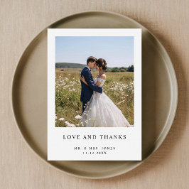 シンプルエレガントミニマル結婚写真 サンキューカード