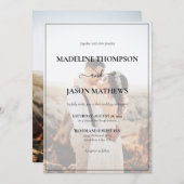 シンプルエレガントミニマル結婚写真 招待状 (正面/裏面)