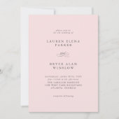 シンプルエレガントミニマル赤面ピッ結婚ク 招待状 (正面)