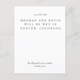 シンプルエレガントミニマル黒モダン日付の保存 案内ポストカード