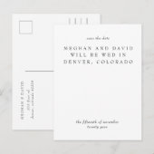 シンプルエレガントミニマル黒モダン日付の保存 案内ポストカード (正面/裏面)