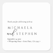 シンプルエレガントミニマル黒白結婚の スクエアシール (正面)