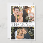 シンプルエレガントミニマル4枚の写真結婚のコラージュ サンキューカード (正面)