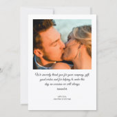 シンプルエレガントミニマル4枚の写真結婚のコラージュ サンキューカード (裏面)