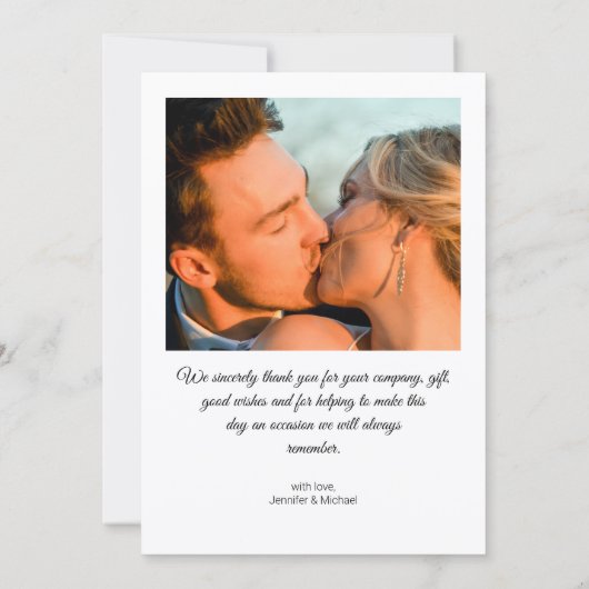 シンプルエレガントミニマル4枚の写真結婚のコラージュ サンキューカード (裏面)