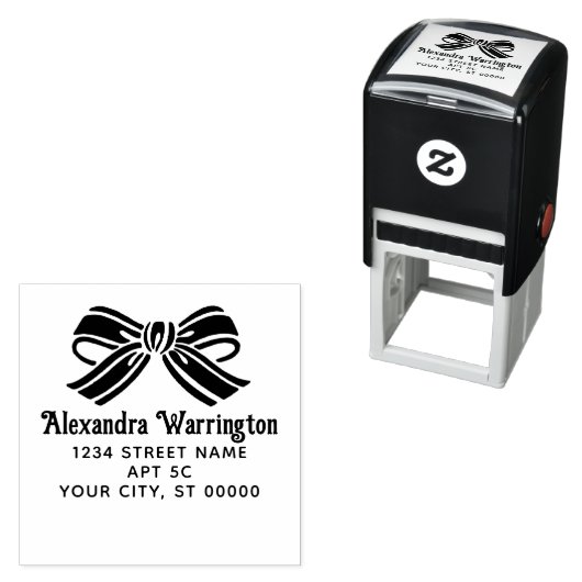 シンプルエレガントミニマルBow #5名住所 セルフインキングスタンプ (インサイチュ)