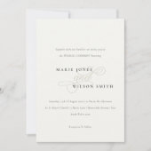 シンプルエレガントミニマルScript白黒結婚の 招待状 (正面)