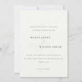 シンプルエレガントミニマルScript白黒結婚の 招待状 (正面)