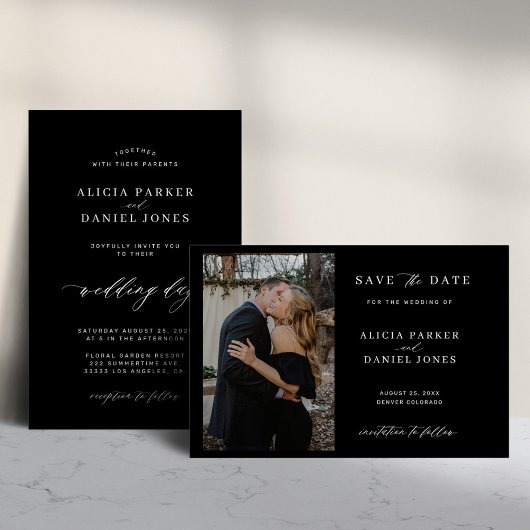 シンプルエレガントミニマ結婚ラム写真救のd セーブザデート