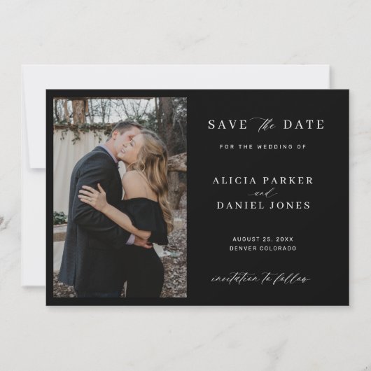 シンプルエレガントミニマ結婚ラム写真救のd セーブザデート (正面)