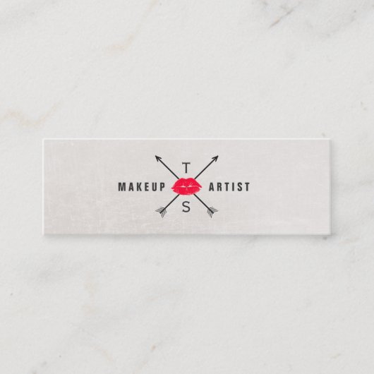 シンプルエレガントメイクアップアーティストレッドキスをするリップ スキニー名刺 (正面)