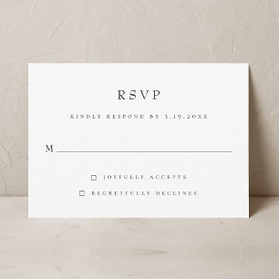 シンプルエレガントモダンクラシック結婚式RSVP 出欠カード