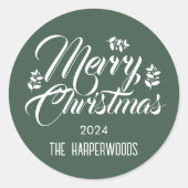 シンプルエレガントモダンクリスマス家族 ラウンドシール (正面)