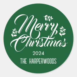 シンプルエレガントモダンクリスマス家族 ラウンドシール