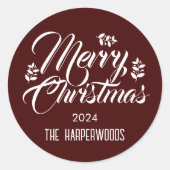 シンプルエレガントモダンクリスマス家族 ラウンドシール (正面)