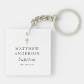 シンプルエレガントモダンクロスベビーバプテスマ キーホルダー (裏面)