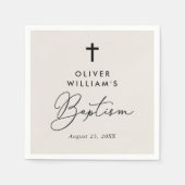 シンプルエレガントモダンクロスベビーバプテスマ スタンダードカクテルナプキン (正面)