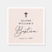 シンプルエレガントモダンクロスベビーバプテスマ スタンダードカクテルナプキン (正面)