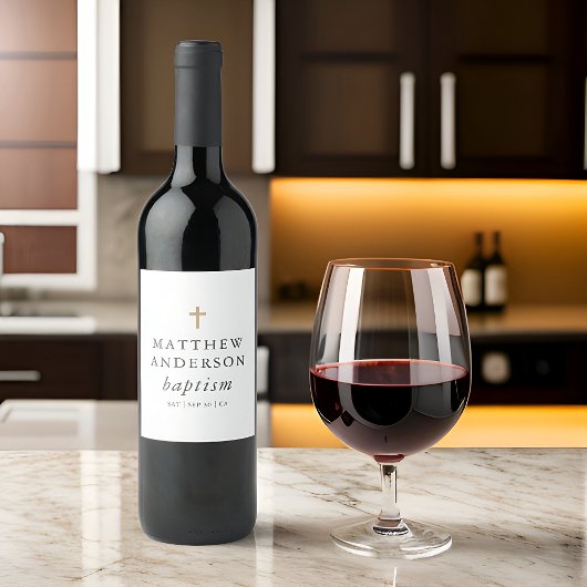 シンプルエレガントモダンクロスベビーバプテスマ ワインラベル