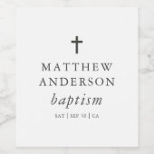 シンプルエレガントモダンクロスベビーバプテスマ ワインラベル (シングルラベル)