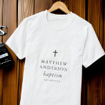 シンプルエレガントモダンクロスベビーバプテスマ Tシャツ<br><div class="desc">デザインはsans serifおよびシンプルserifフォントを含むタイポグラフィで構成される。</div>