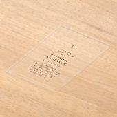 シンプルエレガントモダンクロス男の赤ちゃんバプテスマ アクリル招待状 (レイダウン)