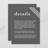 シンプルエレガントモダングレイ結婚詳細 エンクロージャーカード (正面/裏面)