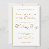 シンプルエレガントモダンゴールデン結婚スクリプト 招待状 (正面)