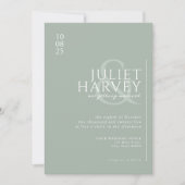 シンプルエレガントモダンサージグリーン結婚ズ 招待状 (正面)