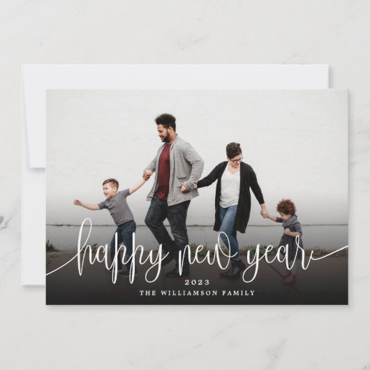 シンプルエレガントモダンタイポグラフィ新年 |赤 シーズンカード (正面)