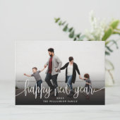 シンプルエレガントモダンタイポグラフィ新年 |黒 シーズンカード (スタンド正面)