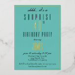 シンプルエレガントモダンティール（緑がかった色）ブラック40th Birthday Inv 箔招待状<br><div class="desc">黒いシンプルフォントとティール（緑がかった色）のバックグラウンドでパーティの招待状の上品なシック40歳の誕生日の誕生日と名前と誕生日の年の金ゴールド/銀/バラ箔と黒い背中。招待のすべての詳細をニーズに合わせてカスタマイズする。要件に従って年齢を変更するシンプルティール（緑がかった色）ブラック40thバースデーお祝いコレクションの一部</div>