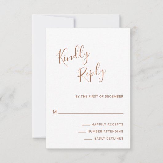 シンプルエレガントモダンテラ結婚コタ 出欠カード (正面)