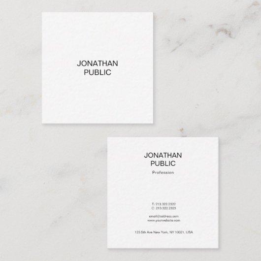 シンプルエレガントモダンデザインプロフェッショナルプレーン スクエア名刺 (正面/裏面)