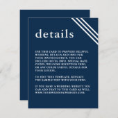 シンプルエレガントモダンネイビー結婚ブルー詳細 エンクロージャーカード (正面/裏面)