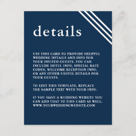 シンプルエレガントモダンネイビー結婚ブルー詳細 エンクロージャーカード