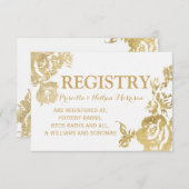 シンプルエレガントモダンフローラ金ゴールドギフト登録簿 エンクロージャーカード (正面/裏面)