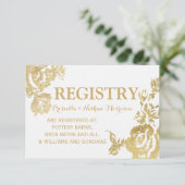 シンプルエレガントモダンフローラ金ゴールドギフト登録簿 エンクロージャーカード (スタンド正面)