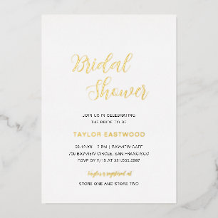 シンプルエレガントモダンブライダルシャワー金ゴールド 箔招待状