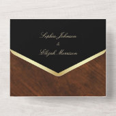 シンプルエレガントモダンブラック金ゴールド結婚ズ オールインワン招待状 (裏面)