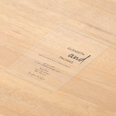 シンプルエレガントモダンミニマル結婚s アクリル招待状 (レイダウン)