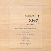 シンプルエレガントモダンミニマル結婚s アクリル招待状 (正面)